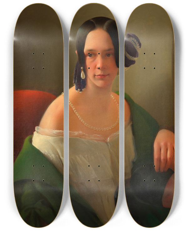 Triptych art skateboard deck of Heinrich Hollpein Marie Geisler Geb Kramer Gattin Eines Kk Feldapothekerbeamten Der Garnisonsspitalsapotheke In Prag by Heinrich Hollpein (1814-1888)