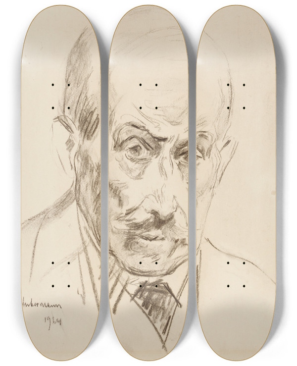 Triptych art skateboard deck of Max Liebermann Selfportrait_3 by Max Liebermann (1847-1935)