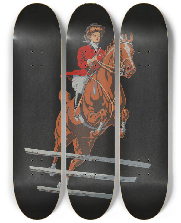 Triptych art skateboard deck of Fred Tolman Taking A Flyer by Fred Tolman (19-20-)