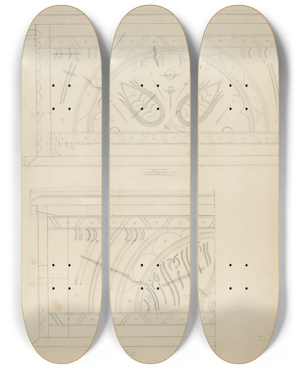 Triptych art skateboard deck of Leo Drozdoff Desk Box_2 by Leo Drozdoff