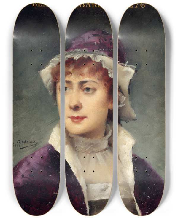 Triptych art skateboard deck of Louise Abbma Portrait De Blanche Baretta 18551939 Socitaire De La Comdiefranaise by Louise Abbema (1853-1927)