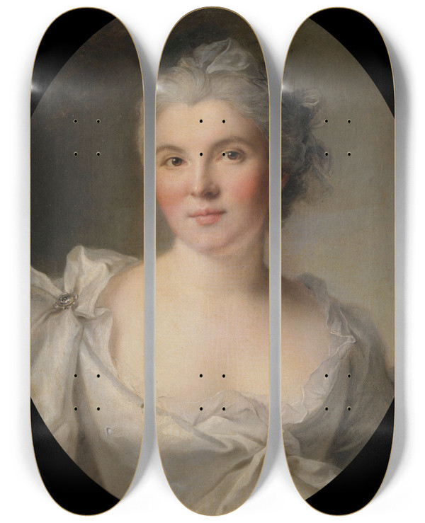 Triptych art skateboard deck of Jeanmarc Nattier Portrait De Femme by Jean Marc Nattier (1685-1766)