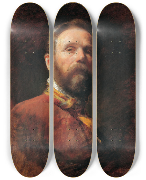 Triptych art skateboard deck of Friedrich Von Amerling Selfportrait_2 by Friedrich Von Amerling (1803-1887)