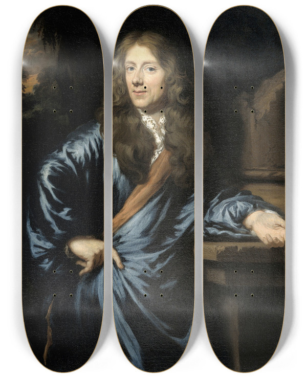 Triptych art skateboard deck of Nicolaes Maes Portrait Of Willem Pottey Lawyer And Accountantgeneral Of Flushing by Nicolaes Maes (1634-1693)