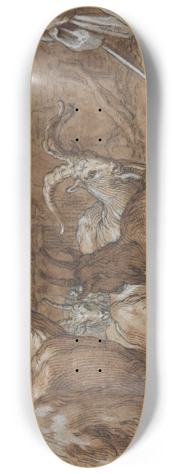 Abraham Bloemaert - A Barnyard with Goats and a Goatherd 8.25 inch art skate deck