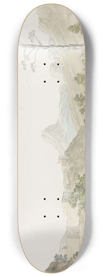 Abraham-Louis-Rodolphe Ducros - Gezicht op de rivier Platani en Agrigento in Palermo 8.25 inch art skate deck