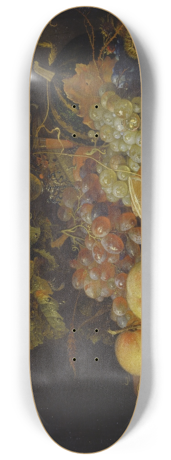 Abraham Mignon - Still Life with Fruit, Tin Plate and Wine Glasses 8.25 inch art skate deck
