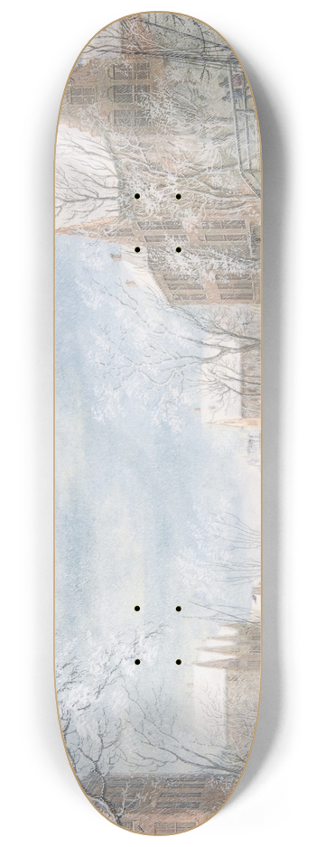 Abraham Rademaker - Snow Falling on a Dutch Town 8.25 inch art skate deck