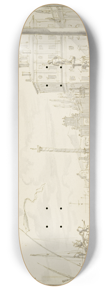 Abraham Storck - Seehafen mit einem Brunnen und einer Sule 8.25 inch art skate deck
