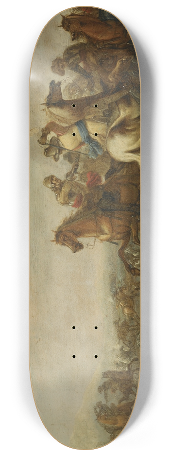 Abraham van der Hoef - A Cavalry Battle 8.25 inch art skate deck