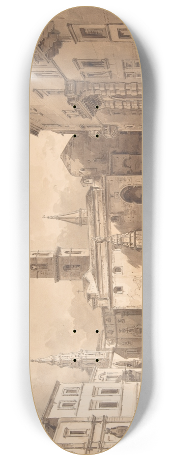 Achille Vianelli - The Main Square in Andria (Bari) 8.25 inch art skate deck