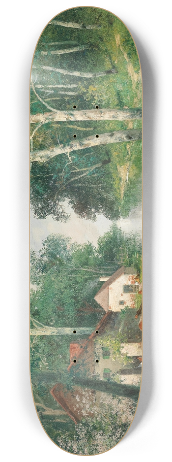 Adolf Kaufmann - A River Landscape in Spring 8.25 inch art skate deck