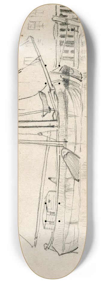 Adolf le Comte - Bij kade aangemeerde boot 8.25 inch art skate deck