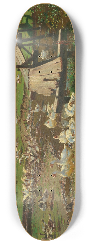 Adolf Lins - A Summer Day, Geese By A Pond 8.25 inch art skate deck