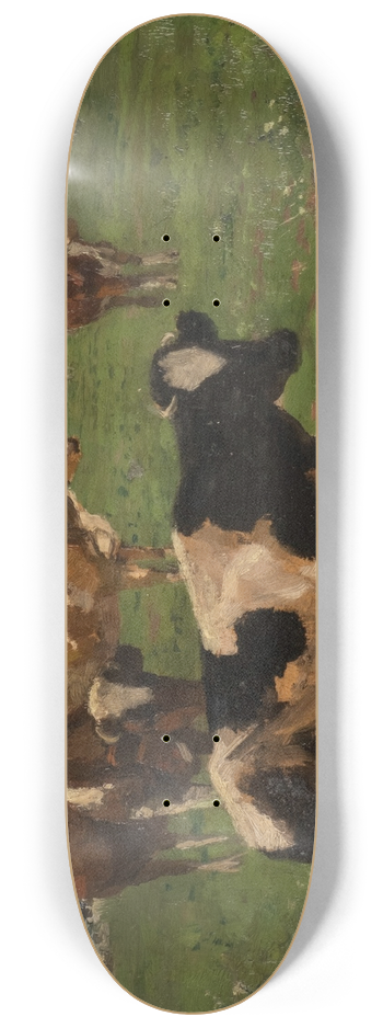 Adolf Lins - Cows on a meadow 8.25 inch art skate deck
