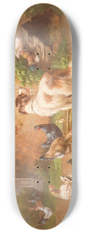 Adolf Nowey - Dog among chicken 8.25 inch art skate deck