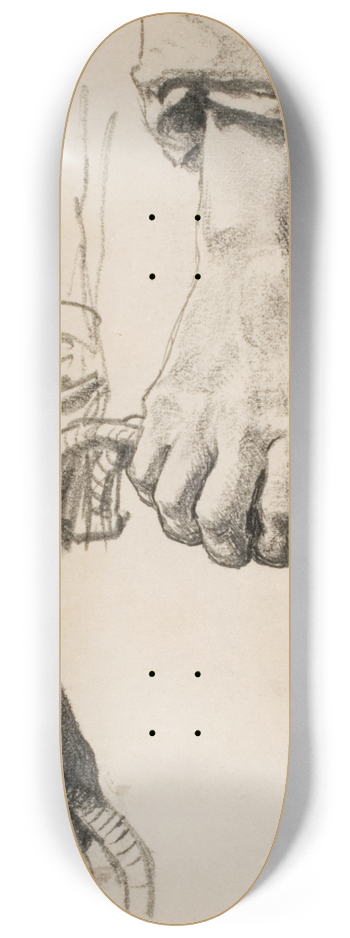 Adolph von Menzel - Two Studies of a Right Hand 8.25 inch art skate deck
