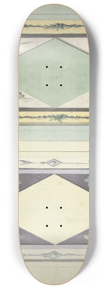 Abraham Meertens - Ontwerp voor kamerversiering met twee panelen met een ruit in geel en groen 8.25 inch art skate deck