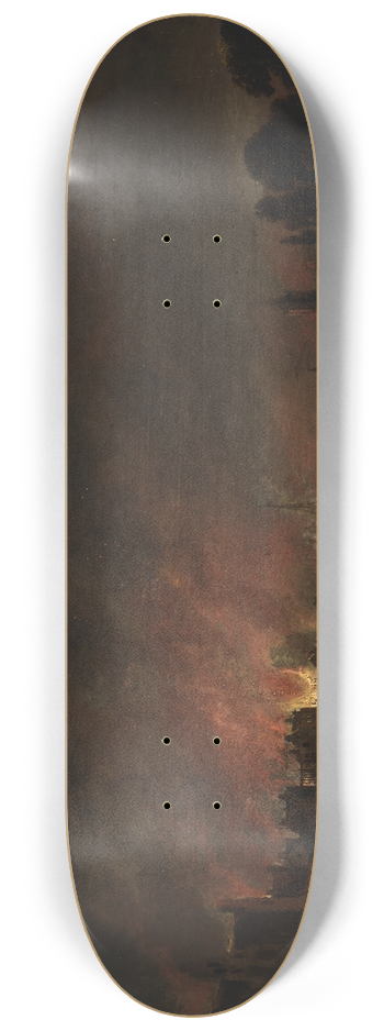 Aert van der Neer - Fire at a Village by Night 8.25 inch art skate deck