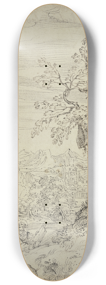 Agostino Carracci - Landschaft mit einem Heiligen und zwei weiteren Figuren 8.25 inch art skate deck
