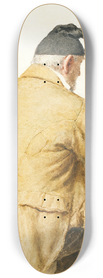 Albert Anker - Old Man Sitting At Table, Shown From Behind 8.25 inch art skate deck