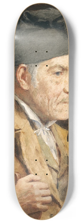 Albert Anker - Old Man Smoking His Pipe 8.25 inch art skate deck