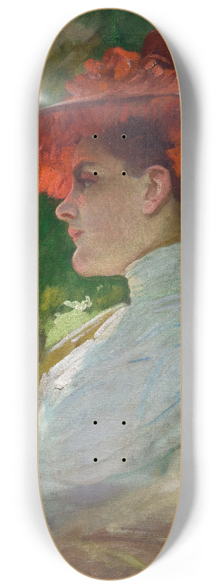 Frank Duveneck - Lady with a Red Hat (Portrait of Maggie Wilson) 8.25 inch art skate deck