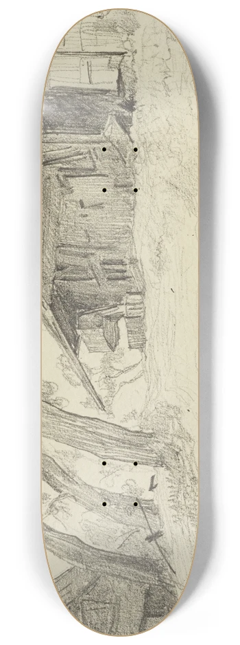 Albert Anker - Zwei Bauernhuser 8.25 inch art skate deck