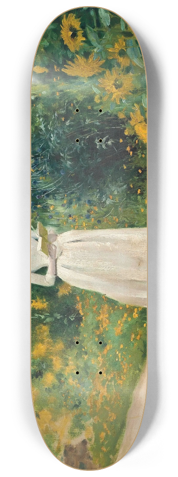 Albert Aublet - Reading on the garden path 8.25 inch art skate deck