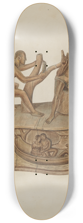 Al Curry - Two Male Figures Seated 8.25 inch art skate deck