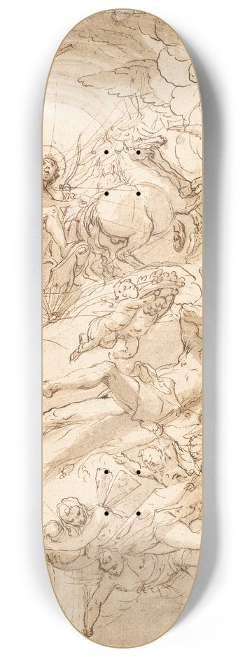 Alessandro Gherardini - Apollo in his chariot, draft for ceiling painting 8.25 inch art skate deck