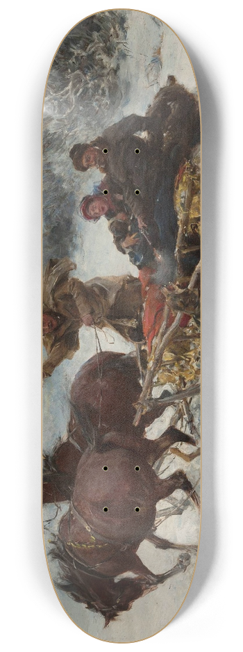 Alfred Von Wierusz-Kowalski - Wolves attacking a sleigh 8.25 inch art skate deck