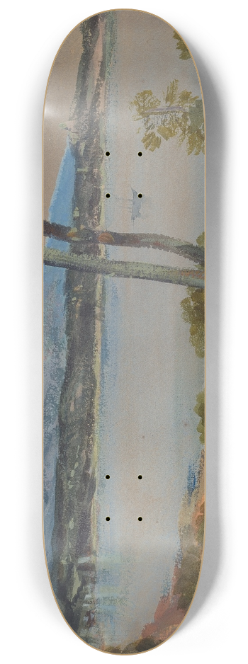 Alphonse Legros - Mountains Seen beyond a Lake 8.25 inch art skate deck