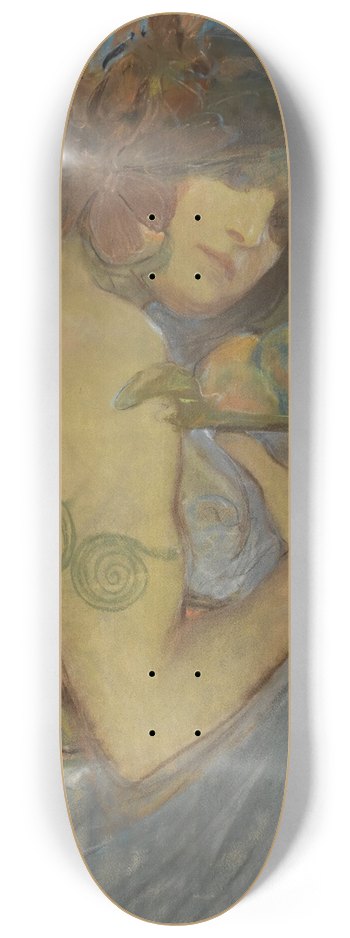 Alphonse Mucha - Study For a Poster; Fruit 8.25 inch art skate deck