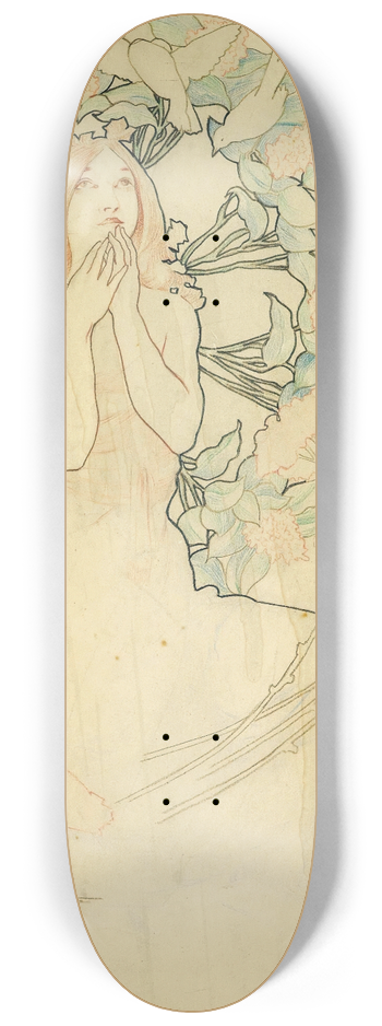 Alphonse Mucha - Study for Monte Carlo 8.25 inch art skate deck