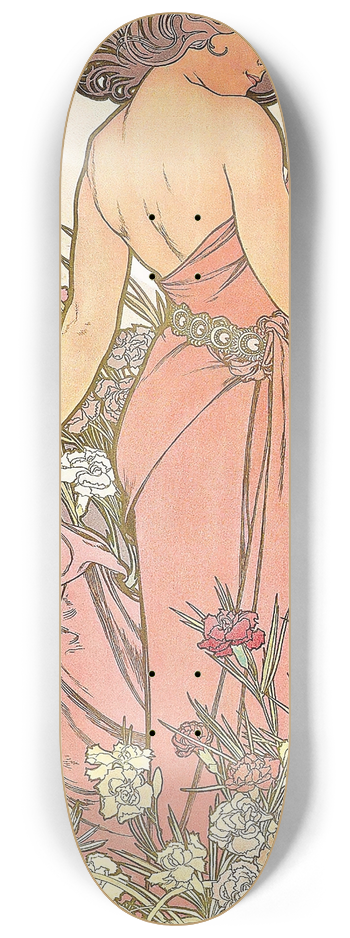 Alphonse Mucha - The Carnation 8.25 inch art skate deck