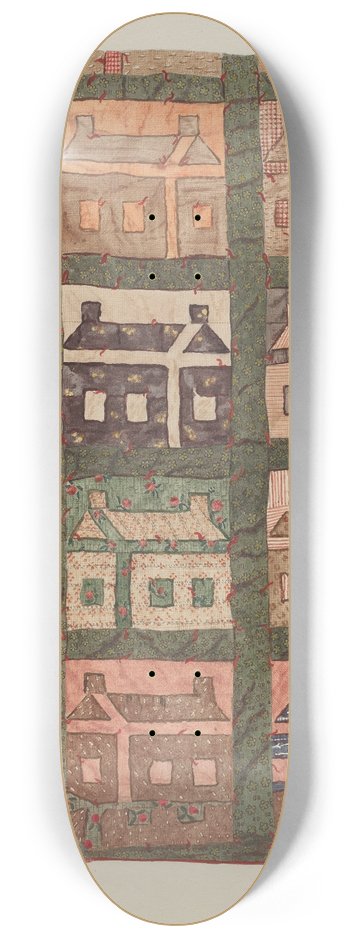 American 20th Century - Log Cabin Patchwork Quilt 8.25 inch art skate deck