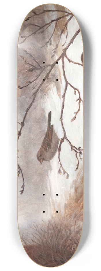 Anders Abrahamsen Kongsrud - A winter scene with birds 8.25 inch art skate deck