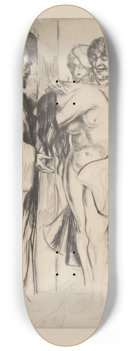 Albert Sterner - The woman taken in adultery 8.25 inch art skate deck