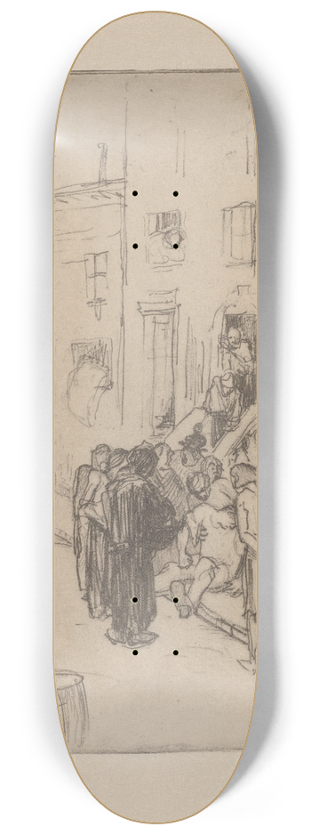 Albert Sterner - Trouble in the street 8.25 inch art skate deck