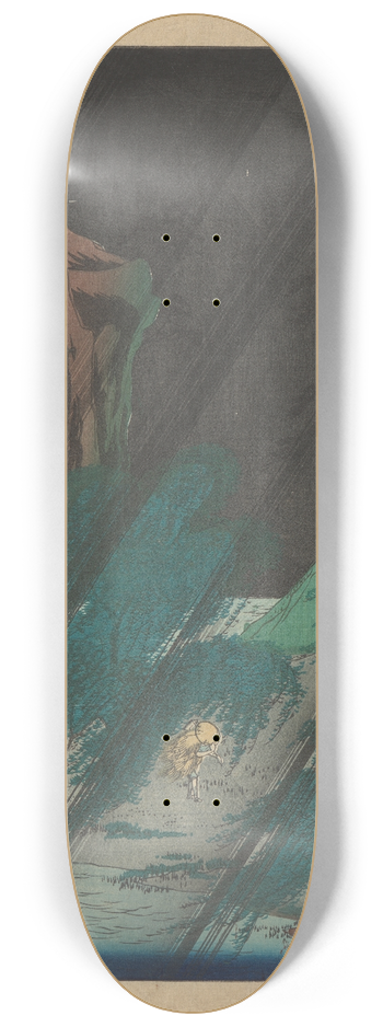 And Hiroshige - View in Rain 8.25 inch art skate deck