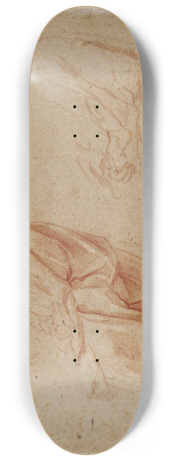 Andrea Sacchi - To studier af en siddende mand samt et studie af hans foldede hnder 8.25 inch art skate deck