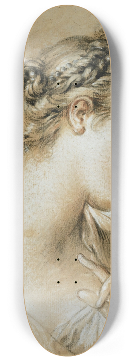 Franois Boucher - Study of The Head of a Young Girl With Pearls In Her Hair 8.25 inch art skate deck