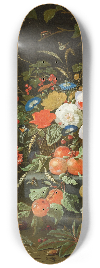 Abraham Mignon - Flowers and Fruit 8.25 inch art skate deck