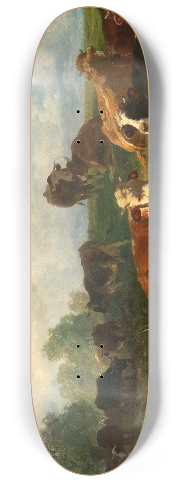 Anton Braith - Cattle Resting on the Lakeside 8.25 inch art skate deck