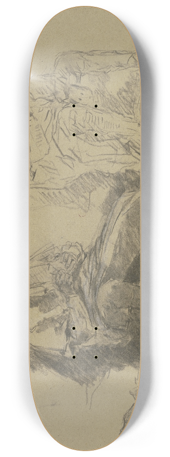 Anton Burger - Sitzender Bauer Karten spielend, berschauend daneben ein rauchender Bauer 8.25 inch art skate deck