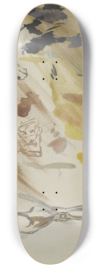 Anton Burger - Studienblatt; Pferde und Mann mit Hut 8.25 inch art skate deck