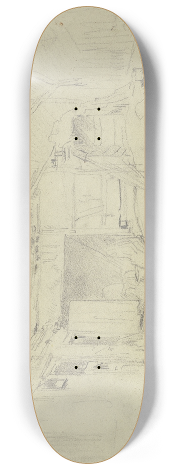 Anton Burger - Teilansicht eines Bauernhauses mit vorgebautem Stall 8.25 inch art skate deck