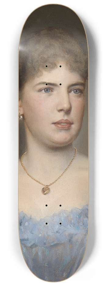 Anton Ebert - Portrt einer Dame in blauem Kleid 8.25 inch art skate deck
