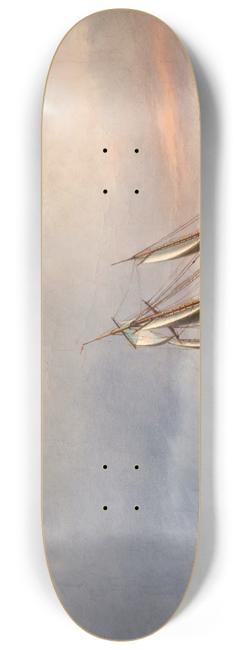 Anton Melbye - A ship in high seas at sunset 8.25 inch art skate deck